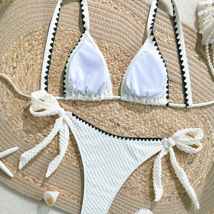 Dame Bikini-sæt med raffinerede flæsedetaljer og justerbare stropper Skovae