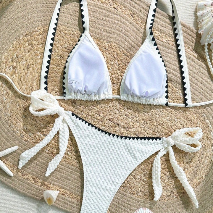 Dame Bikini-sæt med raffinerede flæsedetaljer og justerbare stropper Skovae