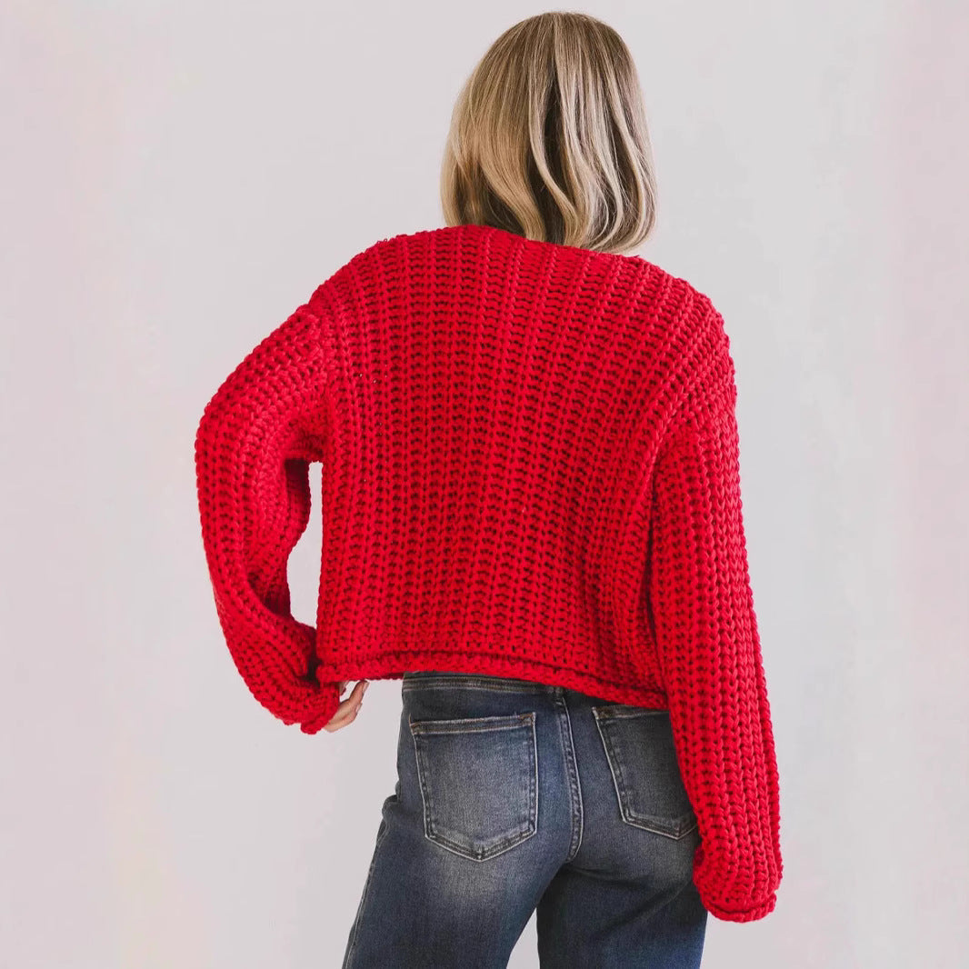 Kvinders hyggelige cardigan med gyldne knapper og lommer Stilla