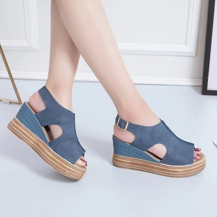 Dame elegante og behagelige Wedge-sandaler med åben hæl og justerbar rem Stilla