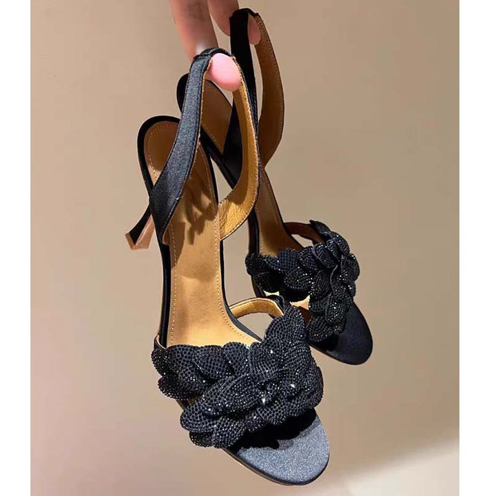Femme Elegante Slingback-Højhælede med dekorativ rhinestone-knude Stilla