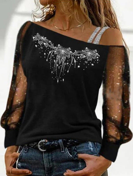 Dame Off-Shoulder Dekoreret Sweatshirt Top Stilla