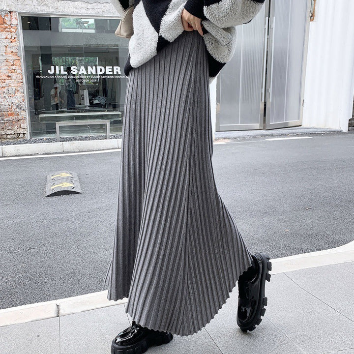 Kvinderne Plisseret Maxi Nederdel med Elegant Ribbet Struktur Stilla