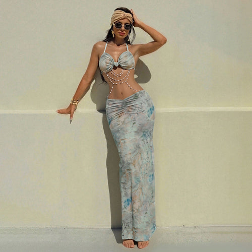 Dame Bikini sæt med elegant indpakningsdesign og blomsterprint Skovae