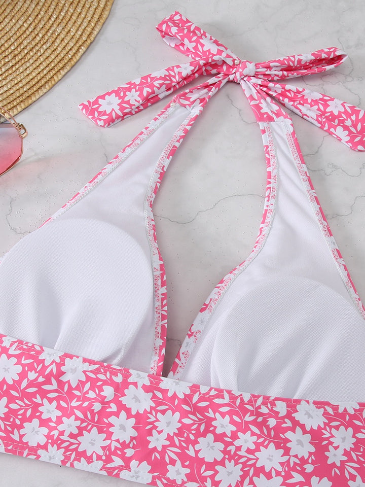 Dame blomster mønster bikini sæt med flæse shorts Stilla