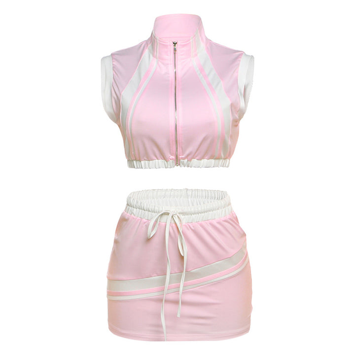 Dame Sporty To-dels Sæt med crop-top og elastisk Nederdel Stilla