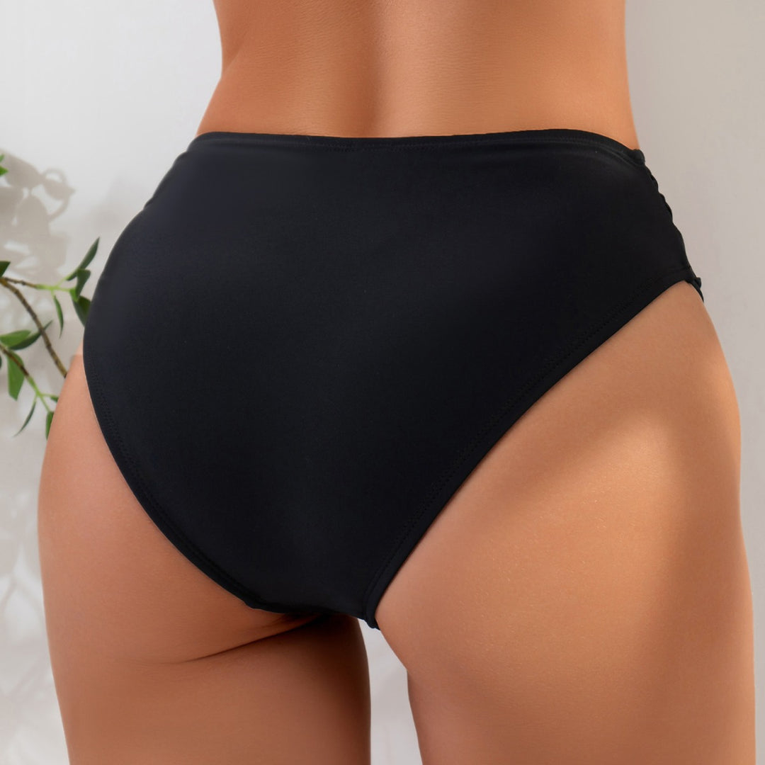Dame højtaljede badetights med elegant rynkning Skovae