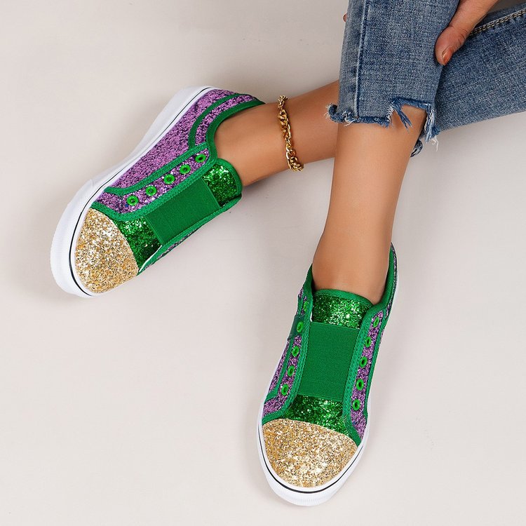 Dame Glitrende Sneakers med elastisk rem og skridsikker sål Stilla