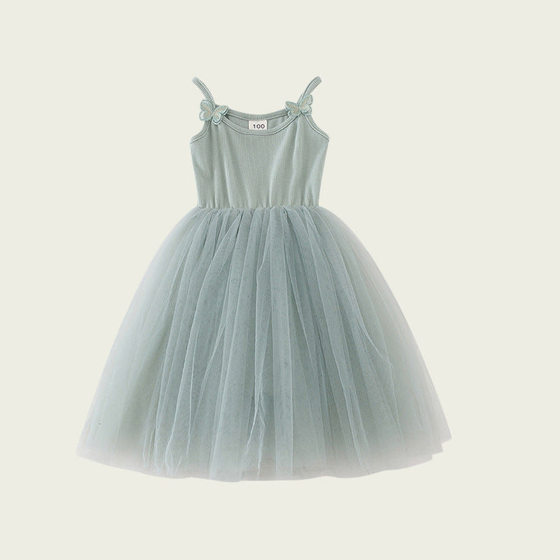 Pige Elegantly Designet Tyll-Festkjole med Dekorative Sommerfugle-Stropper Stilla