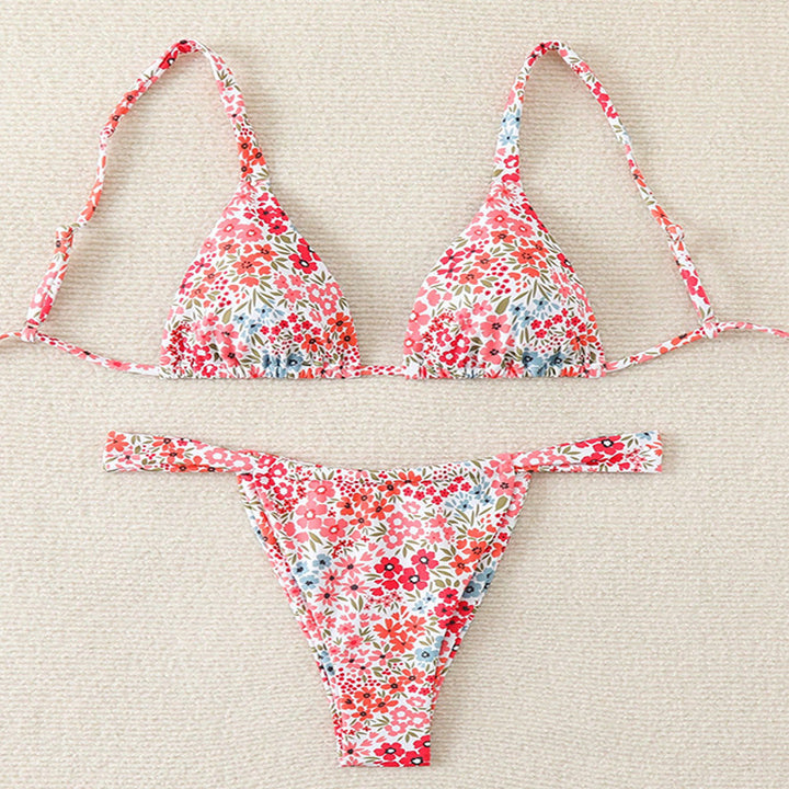 Dame triangel-bikini med elegant blomster mønster Skovae