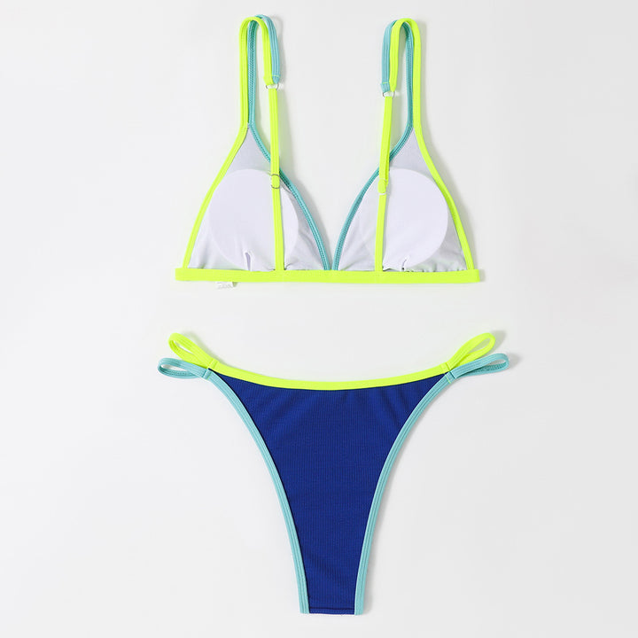 Dame Triangel-Bikini-Sæt med kontrasterende accenter og justerbare stropper Stilla
