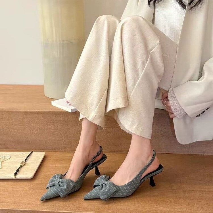 Dame Slingback High Heel Pumps med dekorativt sløjfedetail Stilla