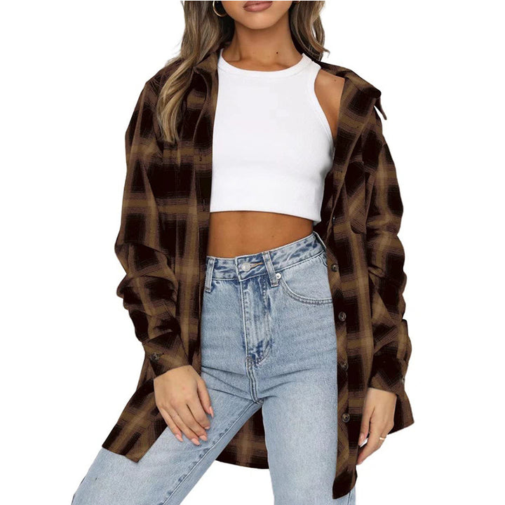 Dame Overshirt i blødt flannel med stort ternet mønster Stilla