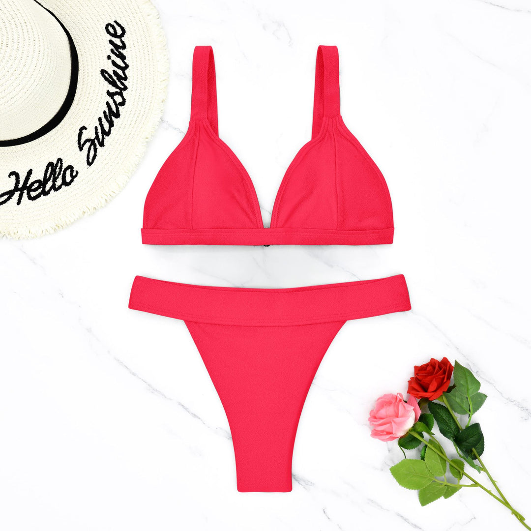 Dame trekant-bikini med blomsterprint og justerbare stropper Skovae