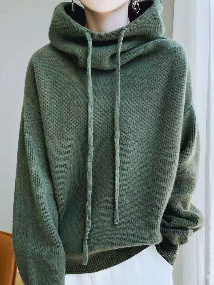 Kvinders fashionable oversized sweater med høj krave og snøre detaljer Stilla