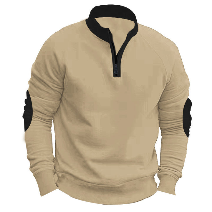 Herre sporty fleece-pullover med moderne ståkrave og unikke detaljer Stilla