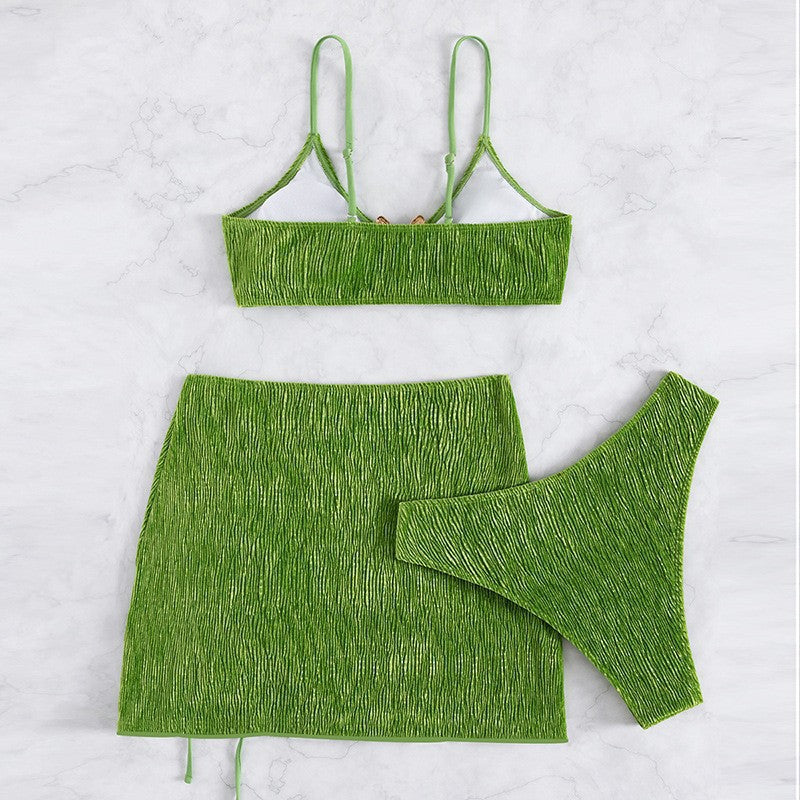 Dame Triangel-Bikini-Sæt med flæsedesign og moderigtig nederdel Skovae