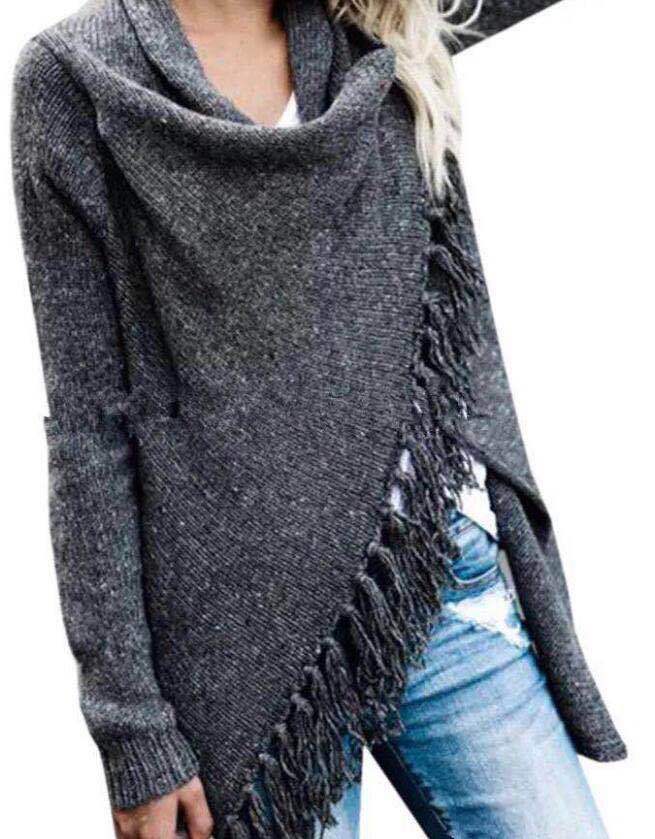 Kvindernes hyggelige poncho med frynser Stilla