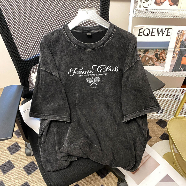 Dame T-shirt med afslappet tennis-design og højkvalitets bomuldsstof Stilla