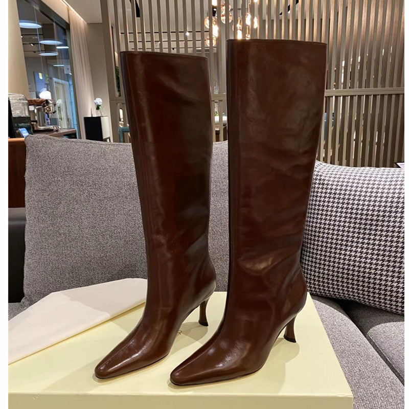 Dame elegante over-knæet stiletto-støvler med enkelt design Stilla
