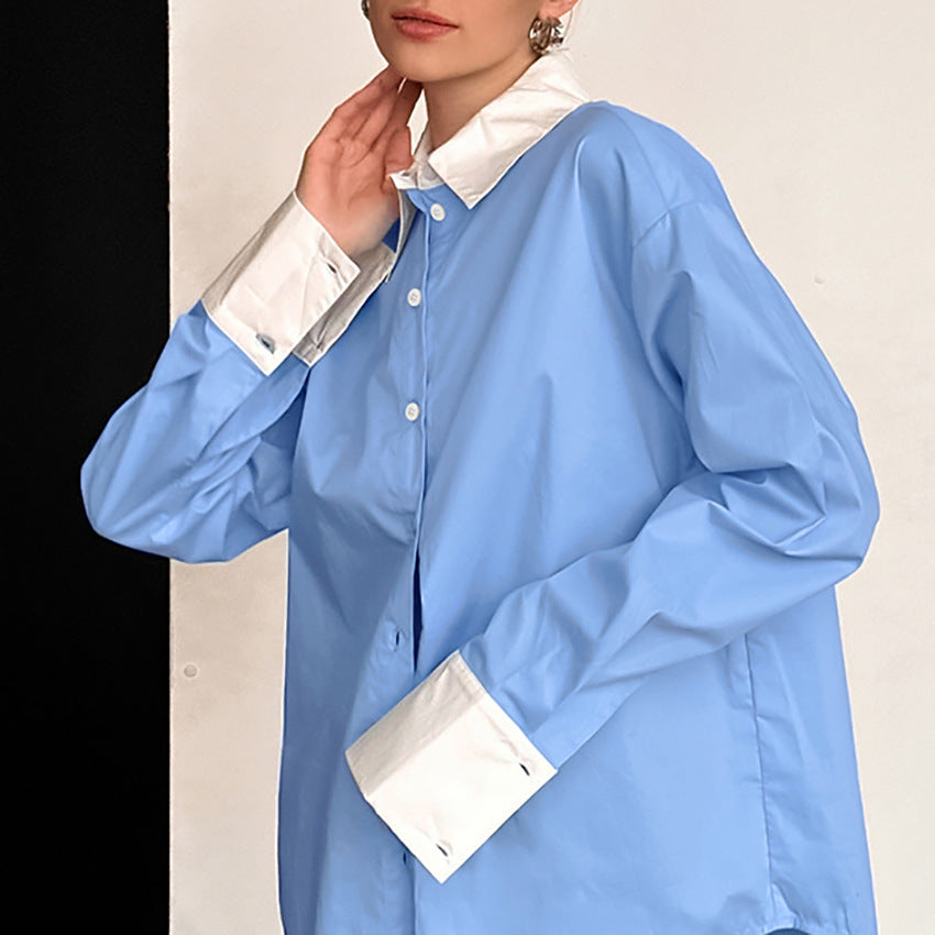 Dame Oversized Skjorte med unik Krave og modne accenter Stilla