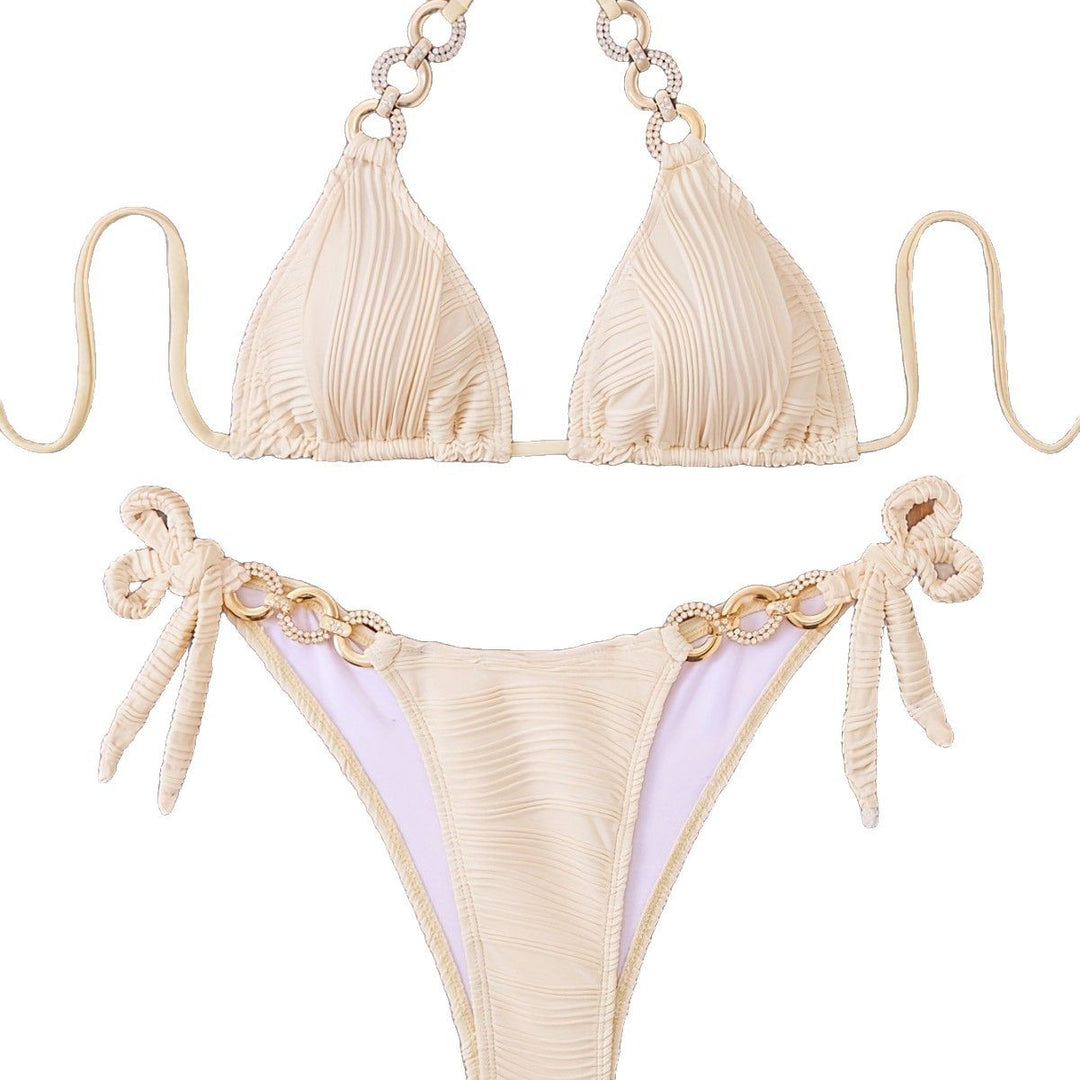Dame Triangel-Bikini med raffineret ringsdesign og justerbart stropystem Stilla