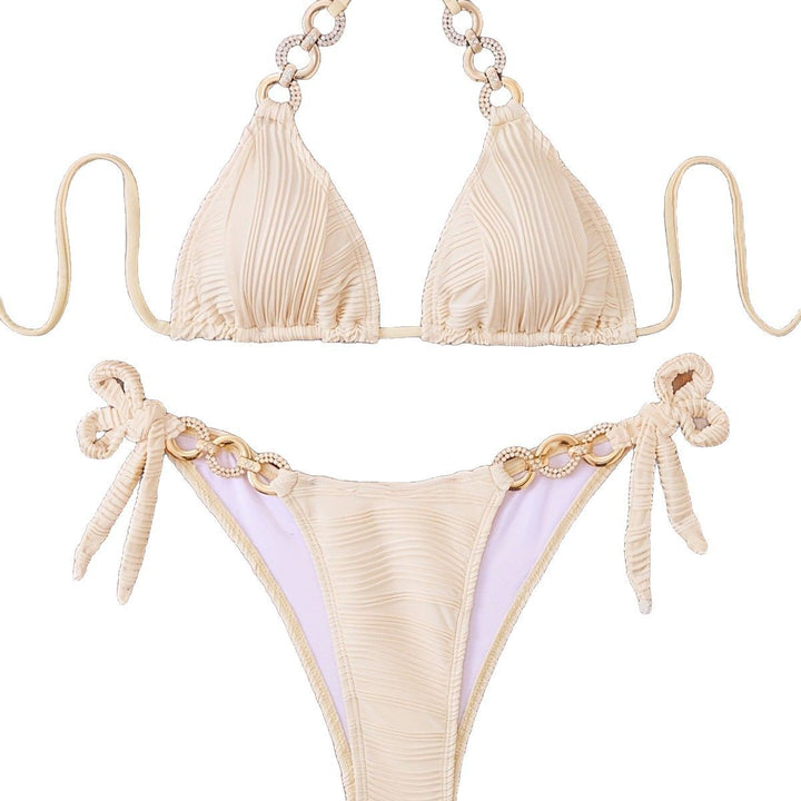 Dame triangel-bikini med raffineret flæse design og høj kvalitets ringdetaljer Skovae