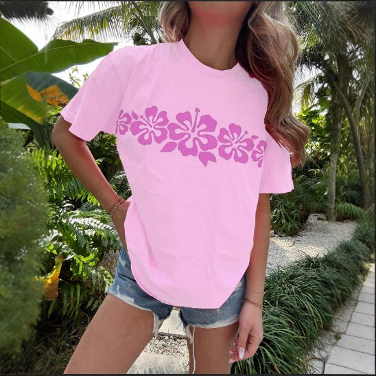 Dame T-shirt med floral grafiktryk Skovae