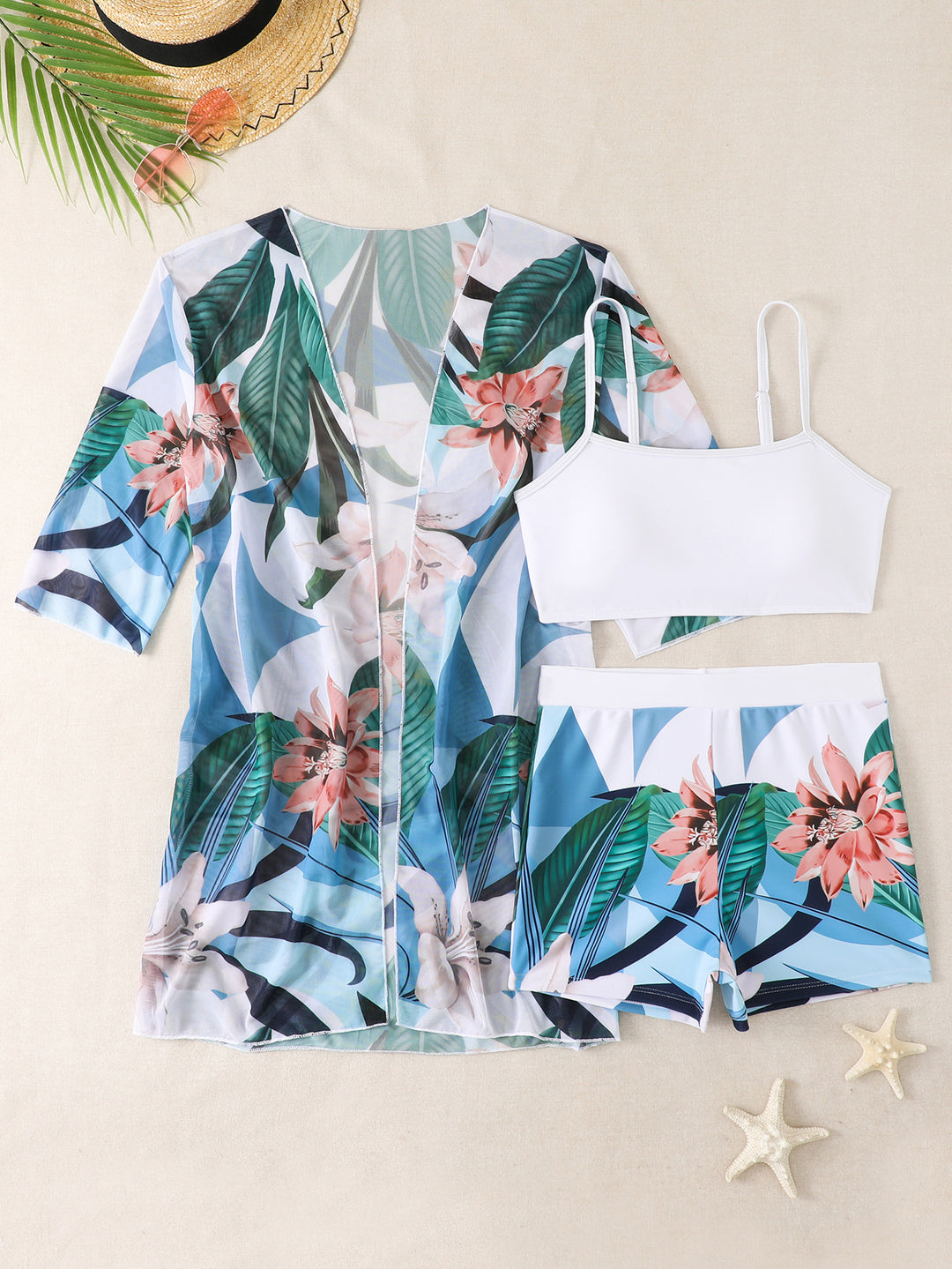 Dame strandoutfit med blomsterprint Skovae