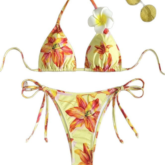 Dame Triangel-Bikini-Sæt med florale accenter Skovae