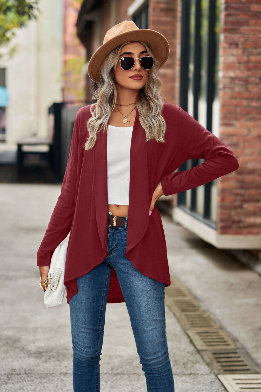 Dame cardigan med åben snit og afslappet design Stilla