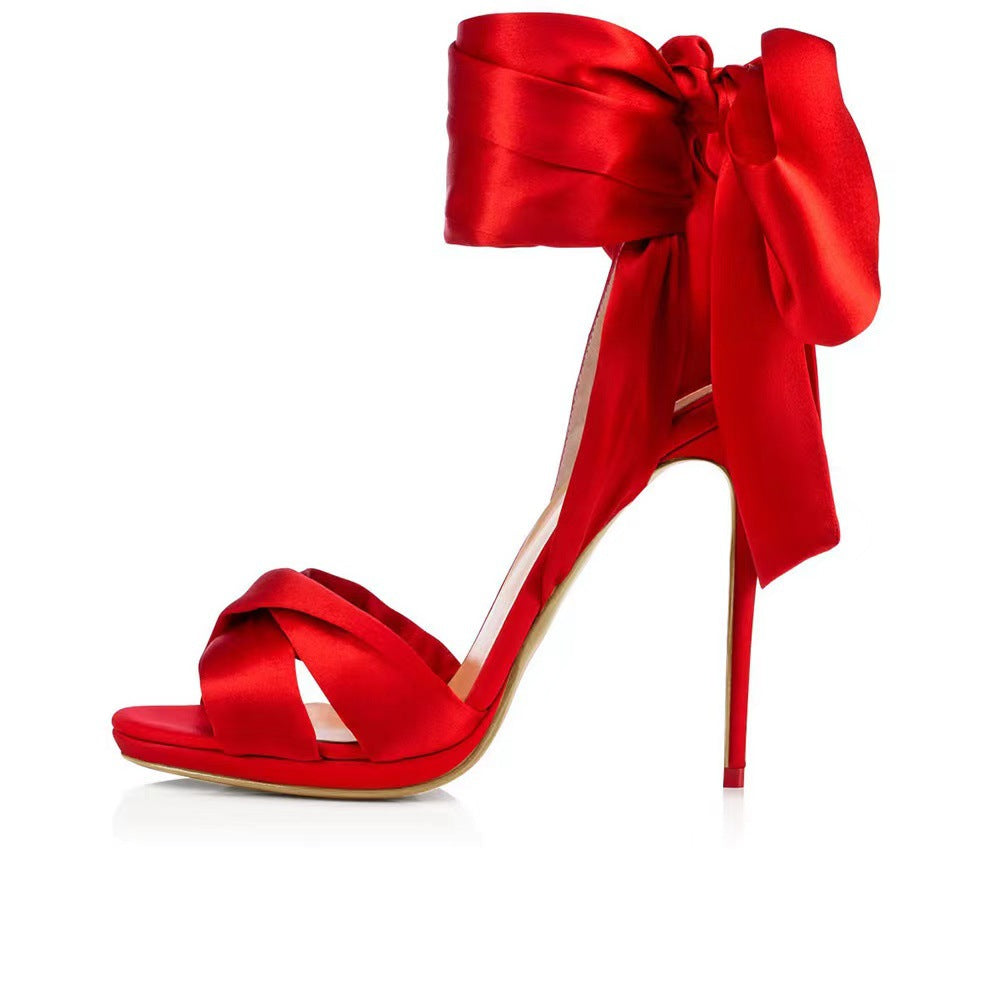 Femme Elegante Satinbånd Stiletto Sandaler Stilla