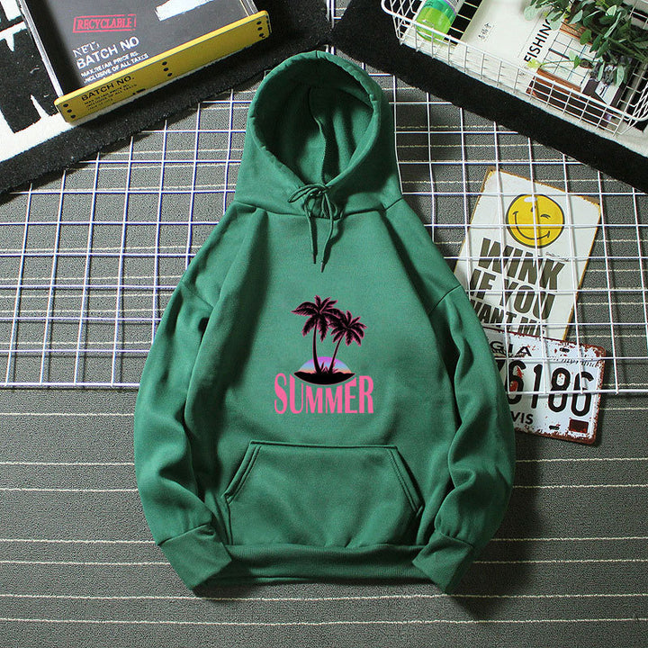 Kvinder's hoodie med sommermotiv og tropisk palmeprint Skovae