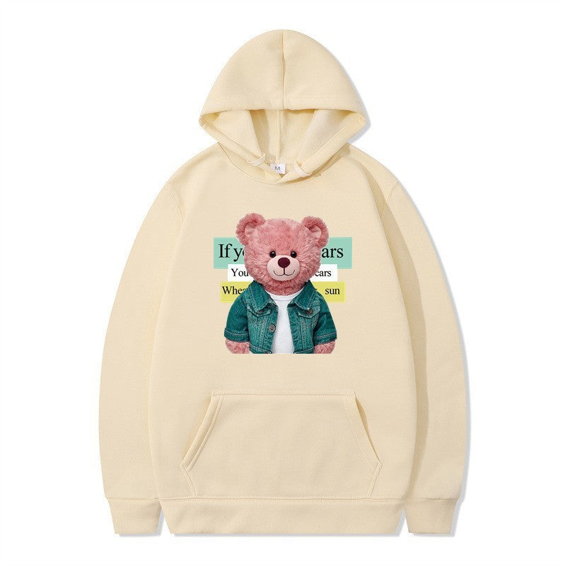 Women Hoodie med sødt bjørnemotiv Skovae