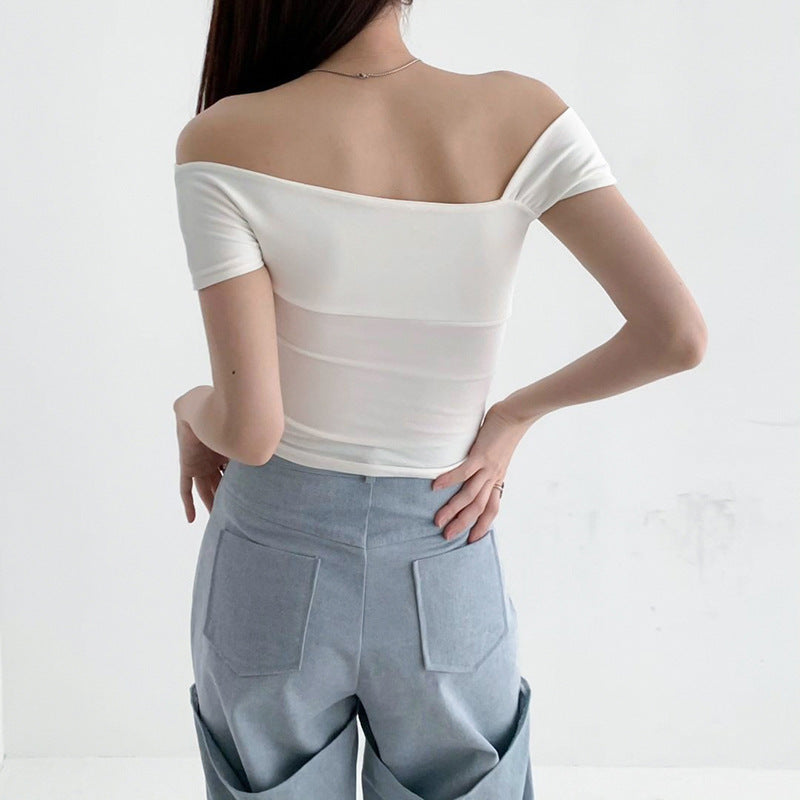 Dame moderne asymmetrisk top med trendy én-skulder design Skovae