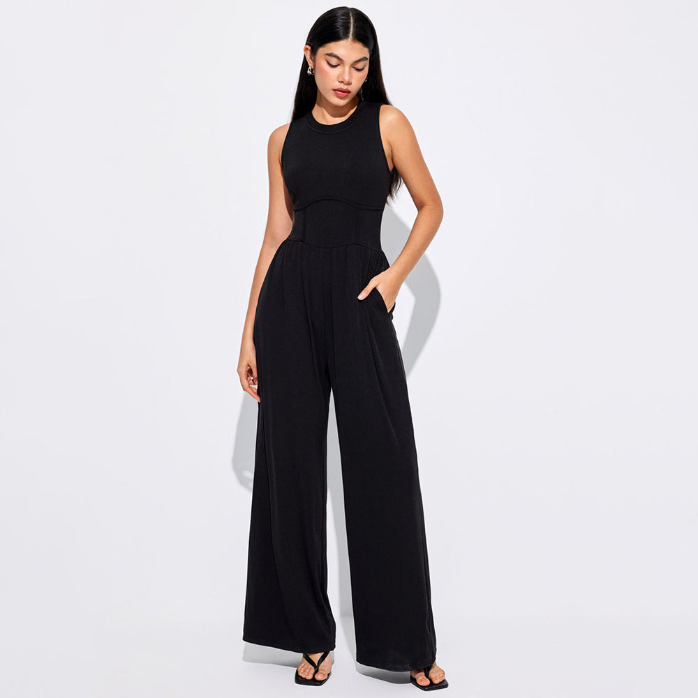 Kvinders jumpsuit med høj talje og praktiske sidelommer Stilla