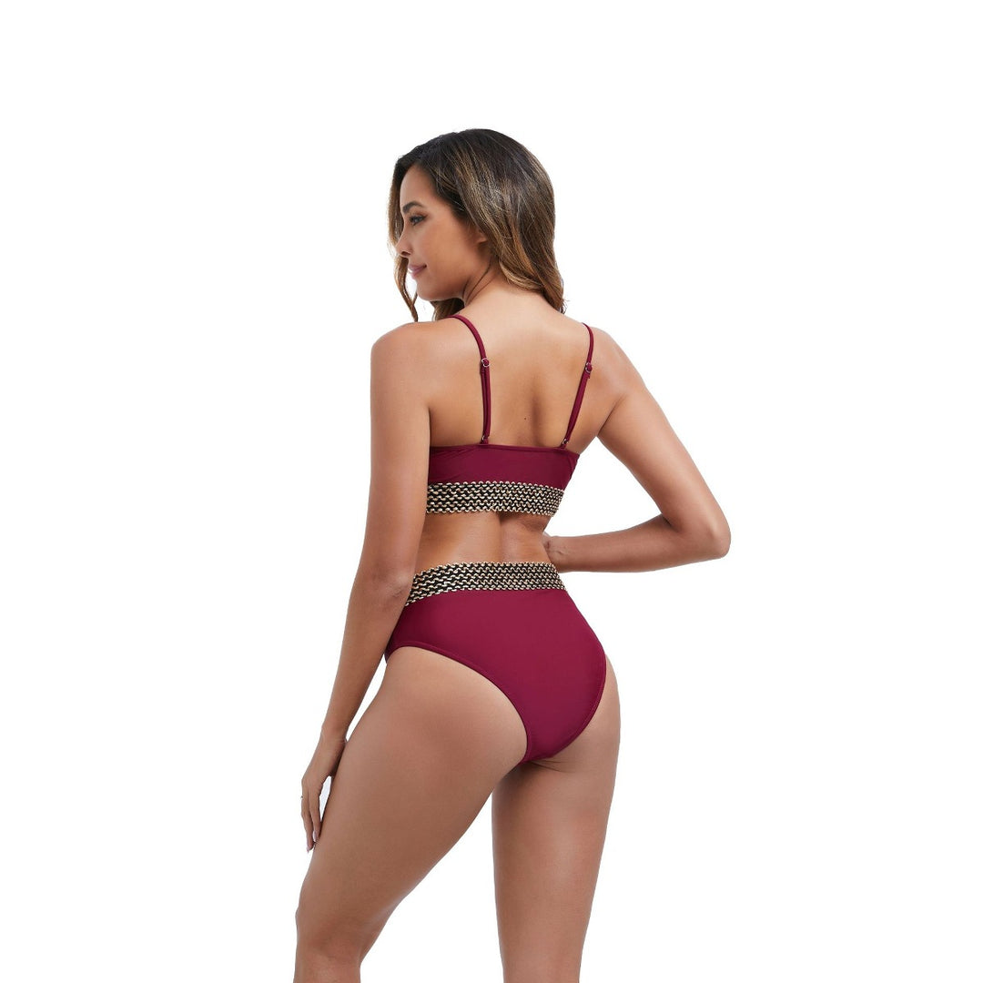 Dame bikini med stilfuld twist-design og farveafstemt bånd Stilla