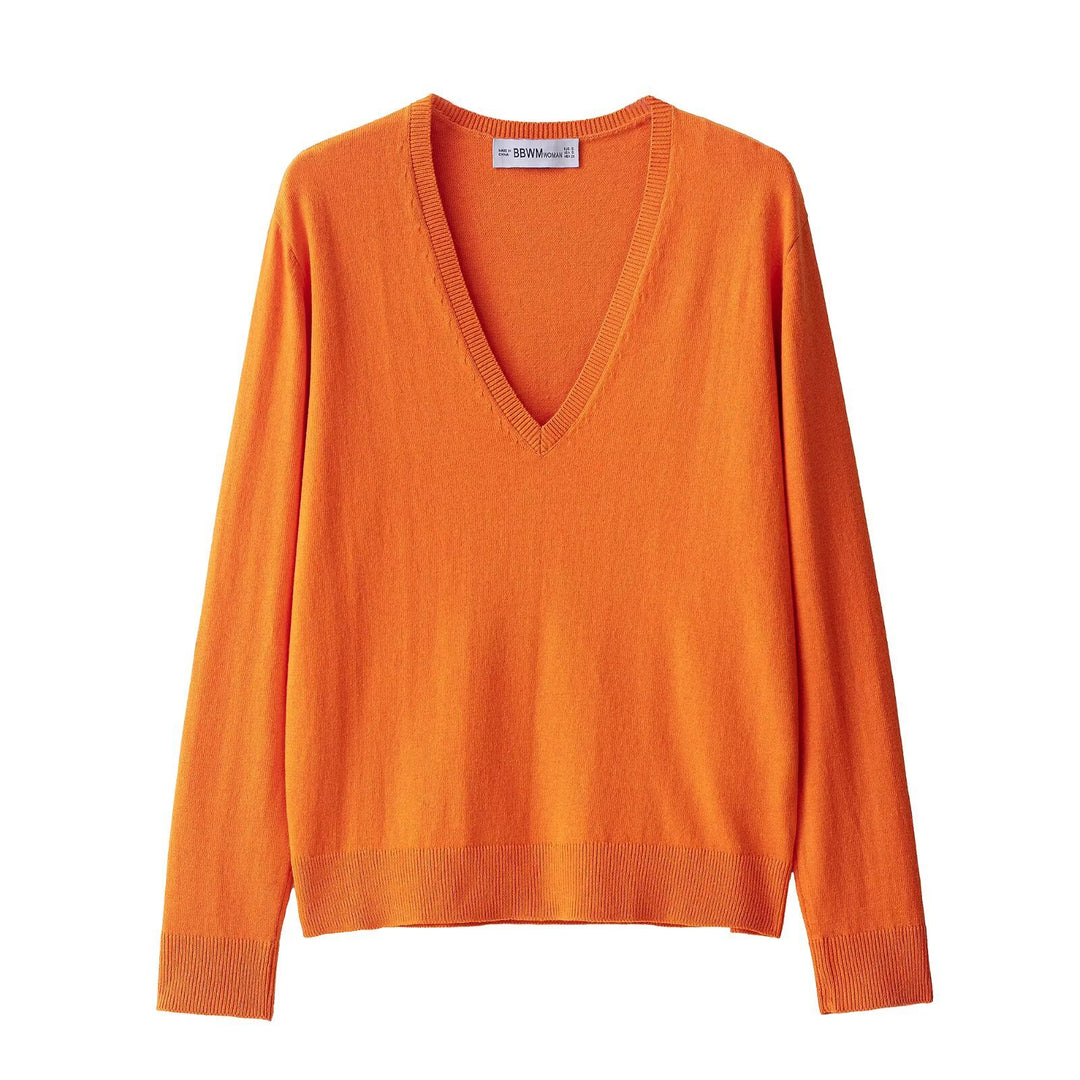 Dame elegant V-hals strikpullover Stilla