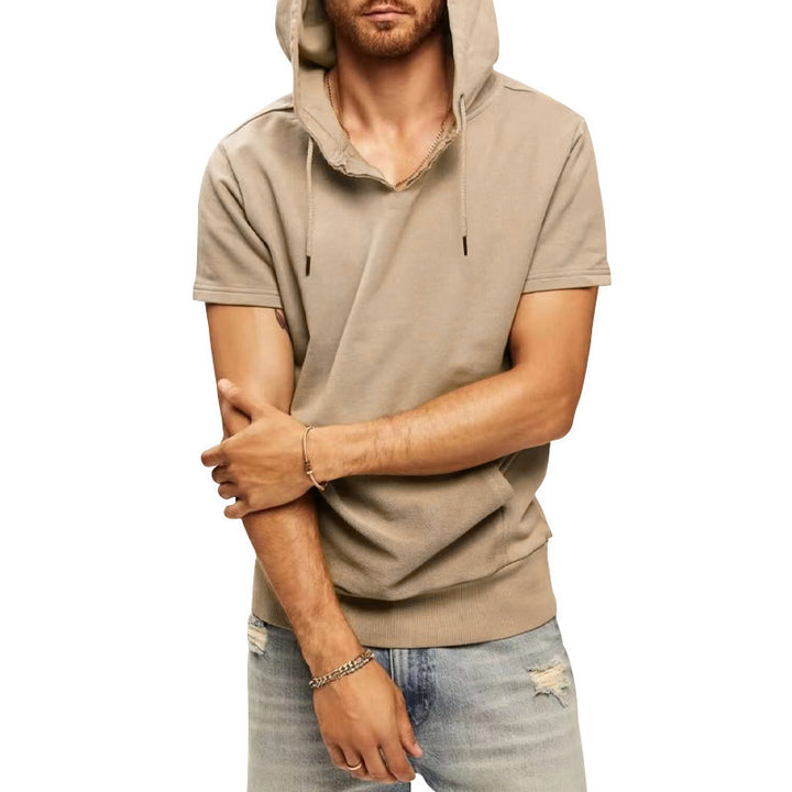 Herre afslappet hætte-T-shirt med frontlomme og moderne snit Stilla
