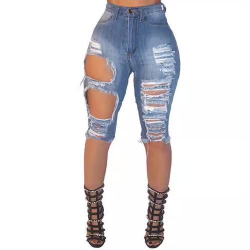 Dame Stilige High-Waist Jeans med usædvanlig Destroyed-effekt Stilla