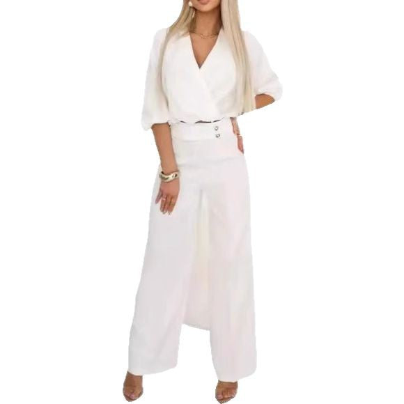 Kvinderne elegante jumpsuit med indviklet top og højtaljede ben Stilla