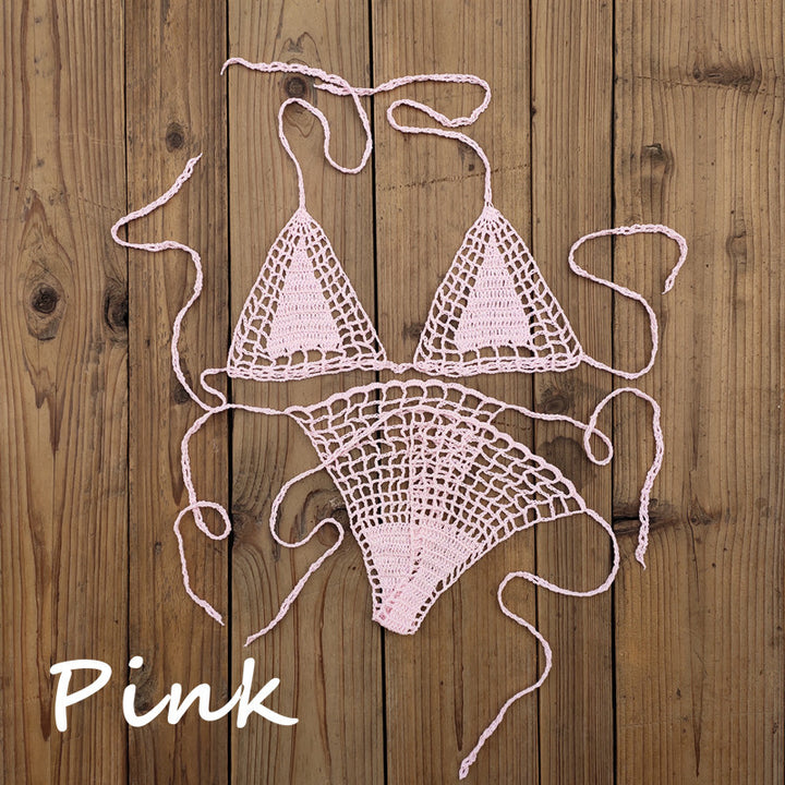 Dame Håndcrochet Bikini-sæt med unikt design og bindedetaljer Stilla