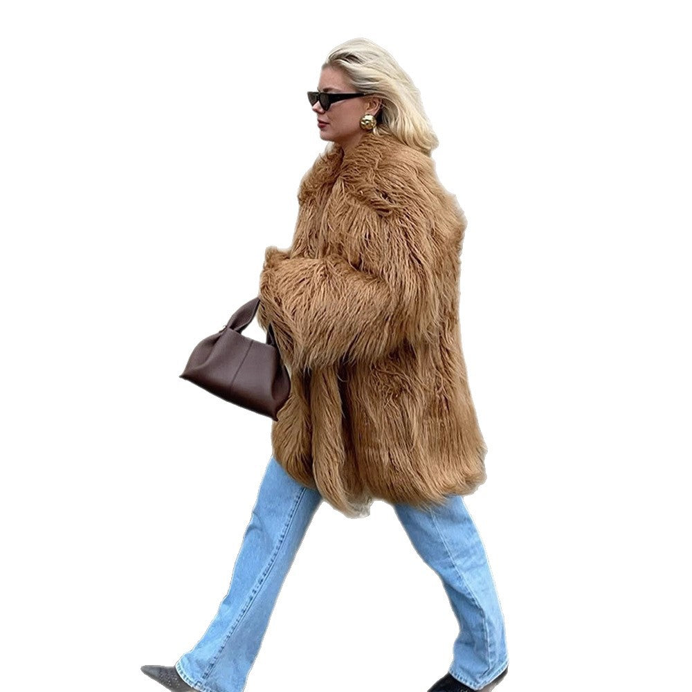 Dame Oversized Künst pelsjakke Stilla
