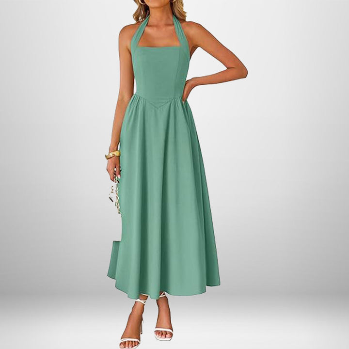 Damer maxi kjole med off-the-shoulder halterneck og flydende nederdel Stilla