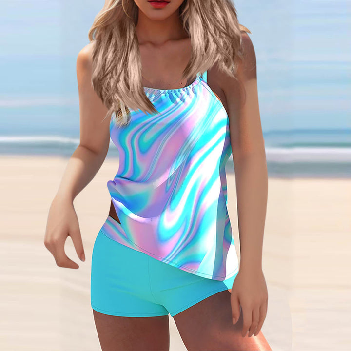 Dame Sporty Tankini-set med stilfuld top og behagelige shorts Skovae