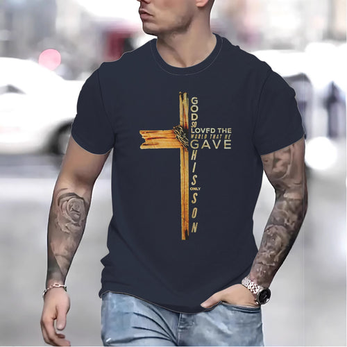 Herrer T-shirt med kreativt tro-motiv og høj kvalitets bomuldsmateriale Stilla