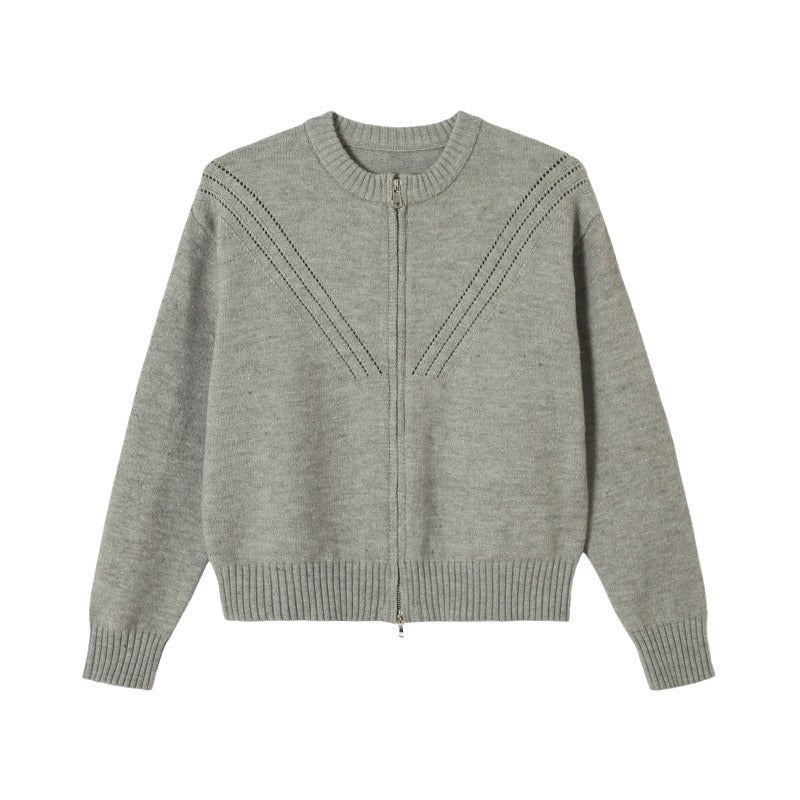 Kvinders cardigan med moderne lynlås og trendy kabelmønster Stilla