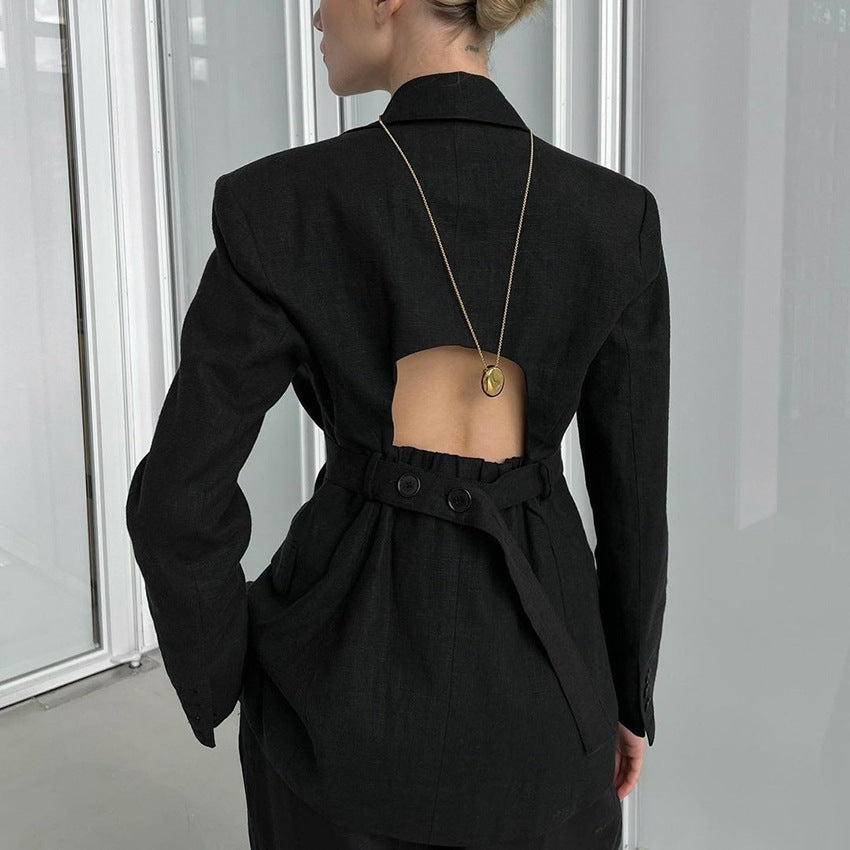 Damer Elegant blazer- og bukseensemble med vide ben og smart snit Stilla