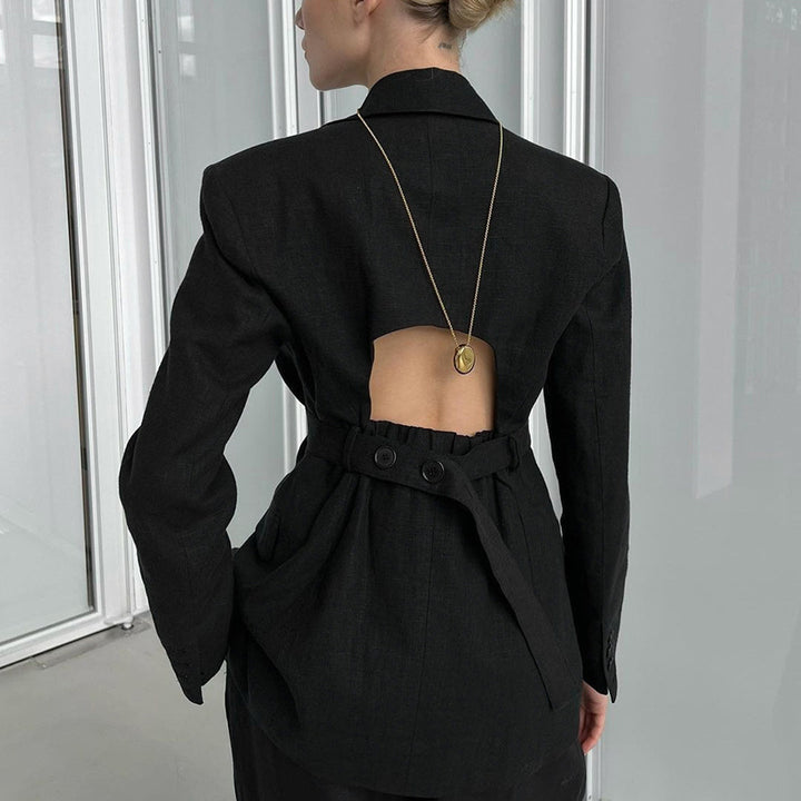 Damer Elegant blazer- og bukseensemble med vide ben og smart snit Stilla