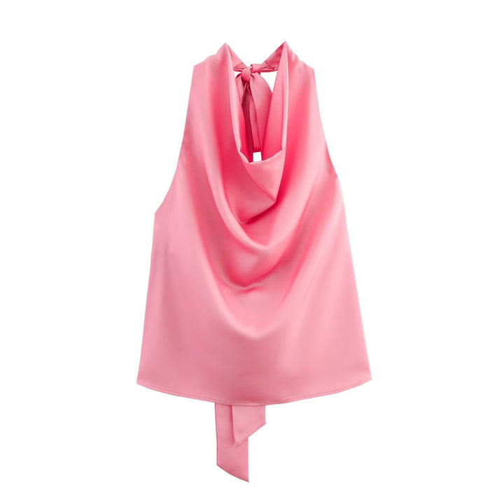 Dame Elegant Haltertop med flydende snit og elegant rygbind Skovae